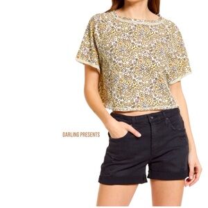 Free People We The Free Sammie Printed Tee Shirt Women Color Ivory Combo Size XL